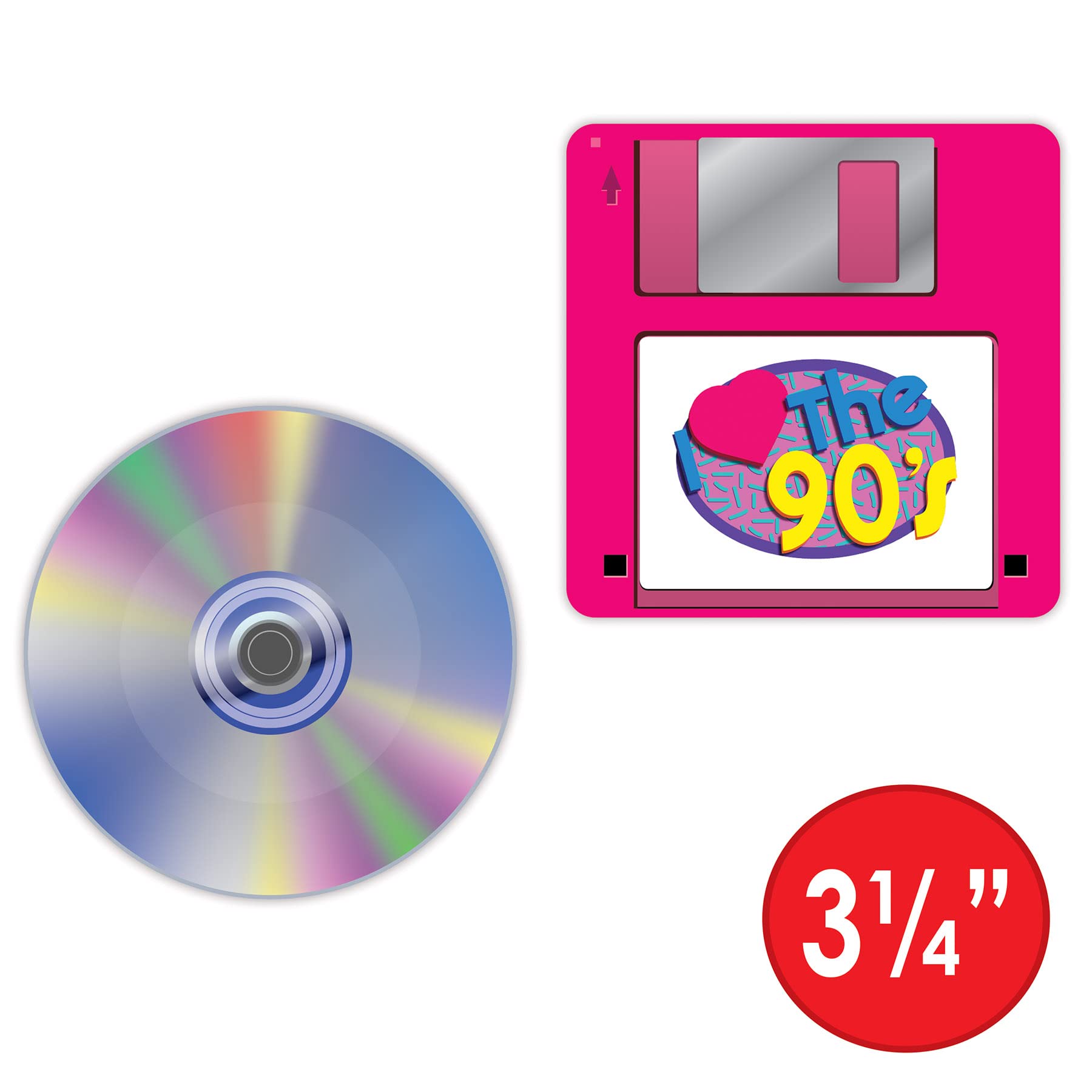 Beistle 24 Piece 1990'S Retro Theme Cd And Floppy Disk Novelty Drink Coasters For Back To The 90'S Party Decorations Supplies